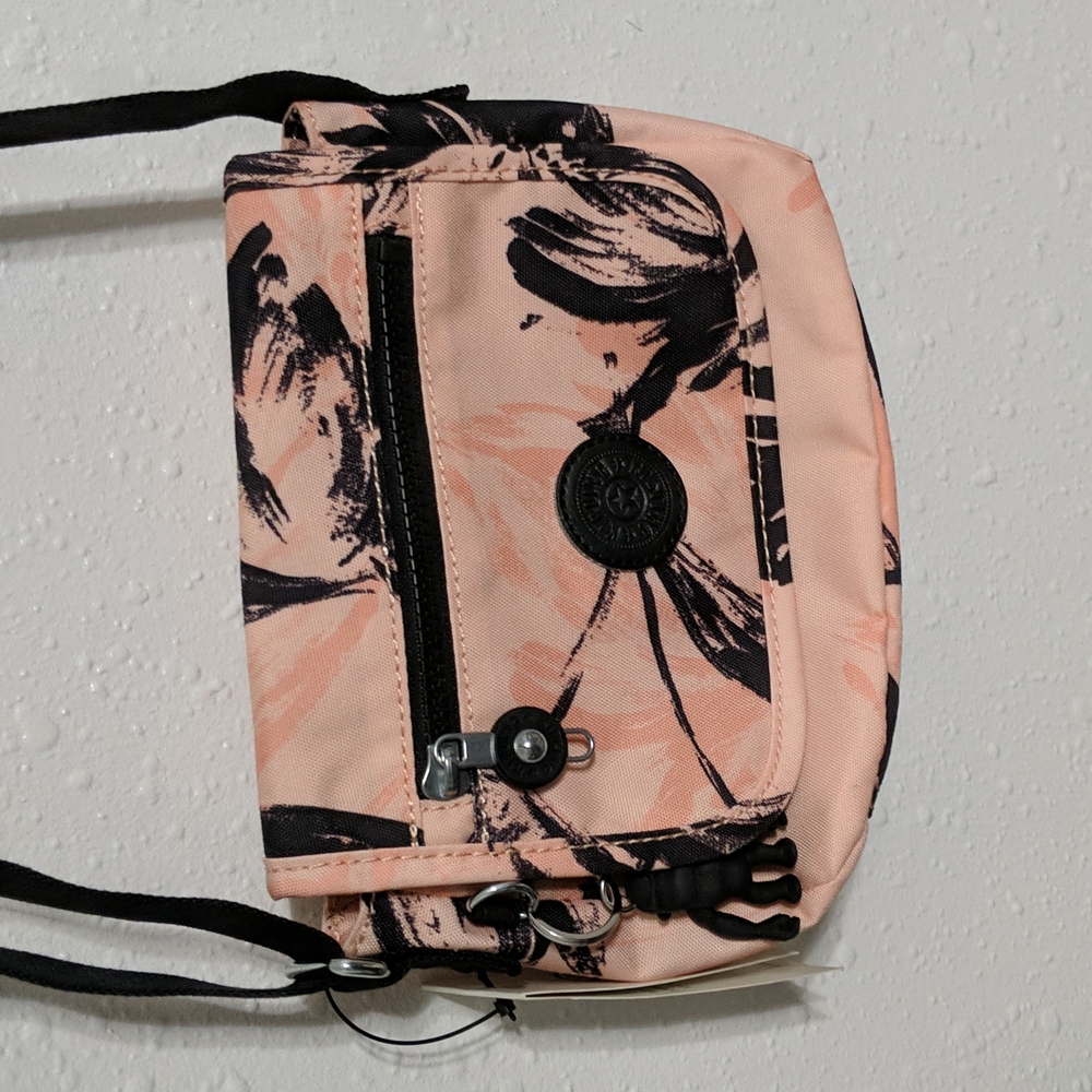 Kipling Live Light - Coral Flower Crossbody W/Adjustable Straps